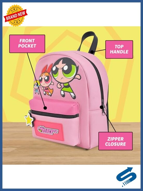 Powerpuff Girls Mini Backpack - Adjustable Straps, Polyurethane